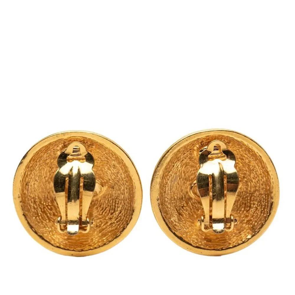 Chanel Gold Plated Cc Round Clip On Earrings - Picture 2 of 3